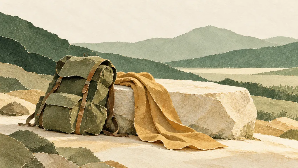 Ilustración en collage de papel para «Venid a mi todos los que estais trabajados y cargados».