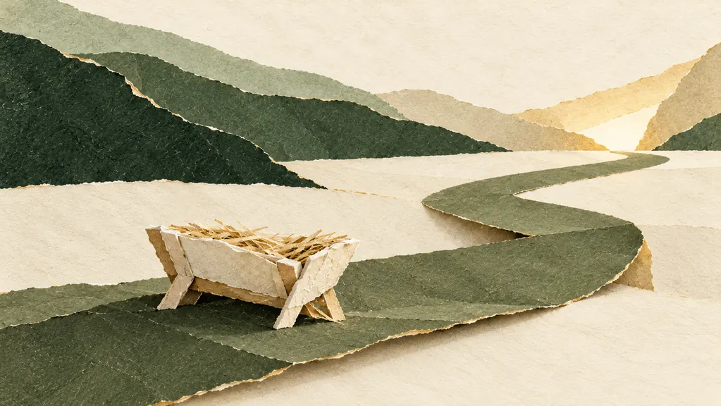 Ilustración en collage de papel para «Una nueva Navidad…».