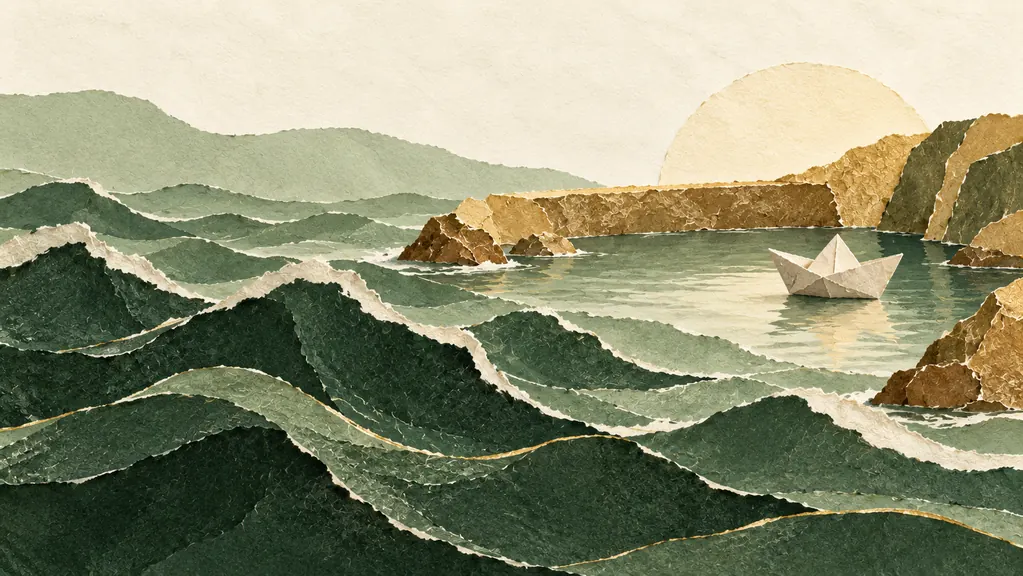 Ilustración en collage de papel para «En medio de la angustia».