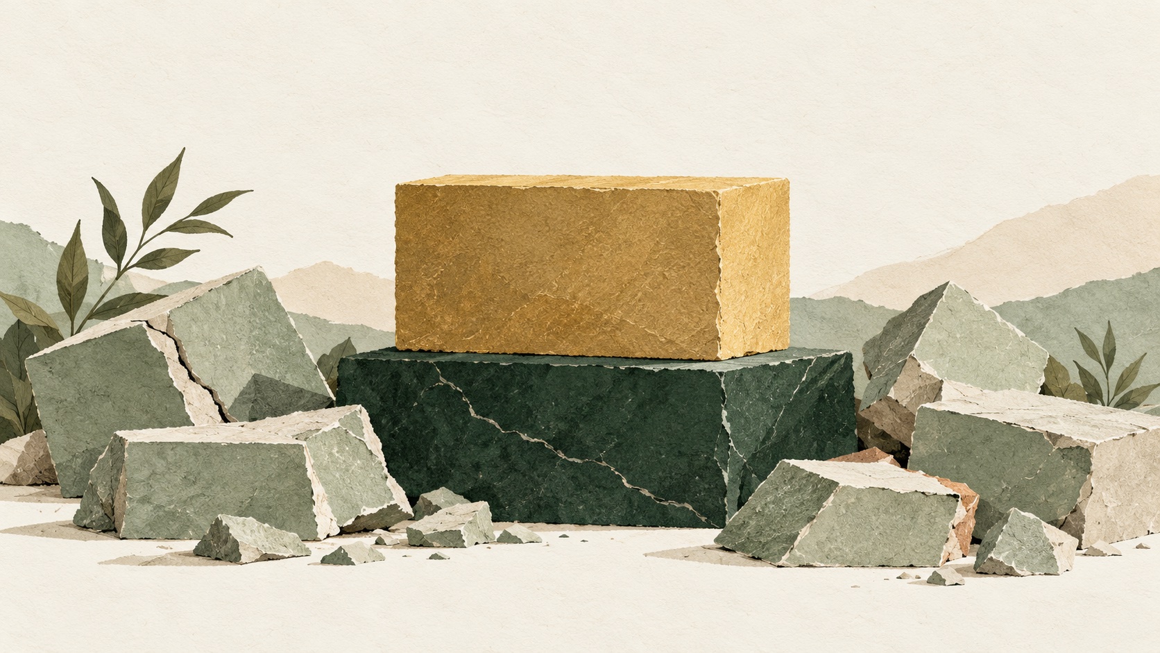 Una base firme entre bloques de piedra desplazados.